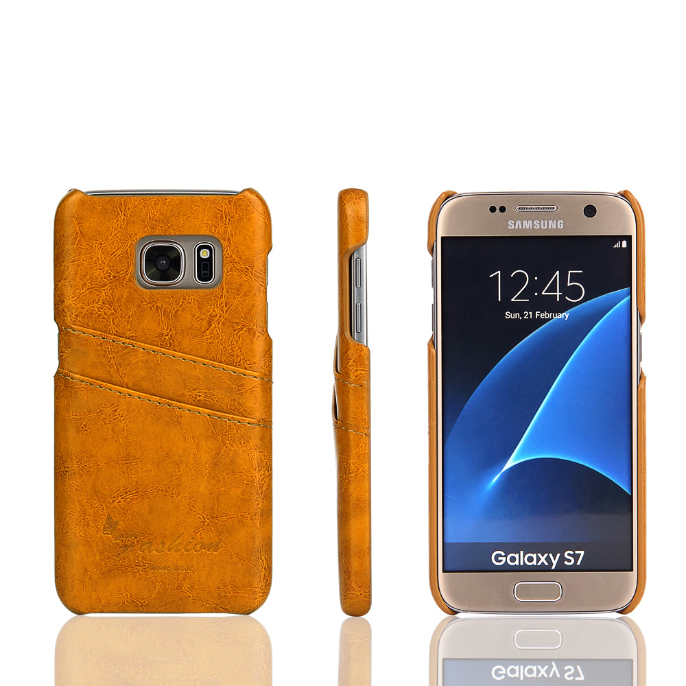 Oil Waxed Leather Card Holder Galaxy S7 Case Back