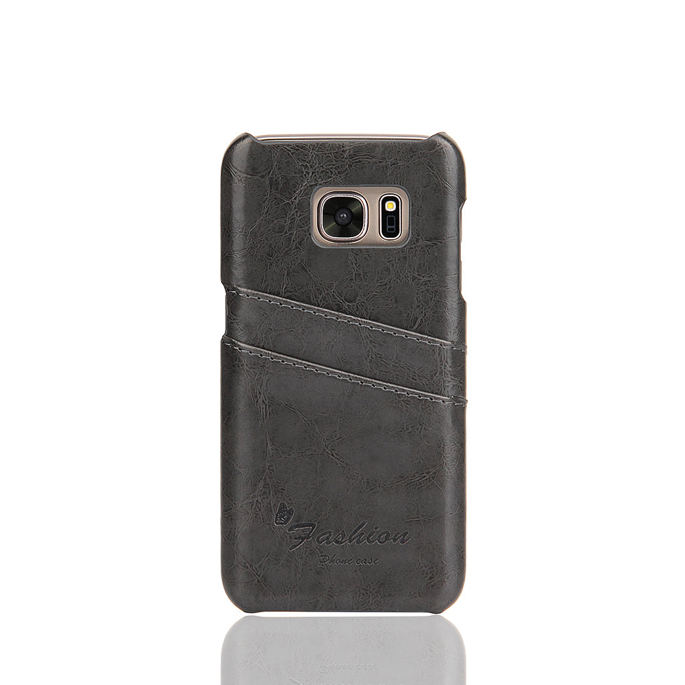 Oil Waxed Leather Card Holder Galaxy S7 Case Back