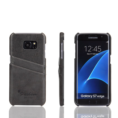 Oil Waxed Leather Card Holder Galaxy S7 Edge Case Back