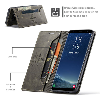 Luxury Retro Leather Galaxy S8 Case Magnetic Buckle RFID