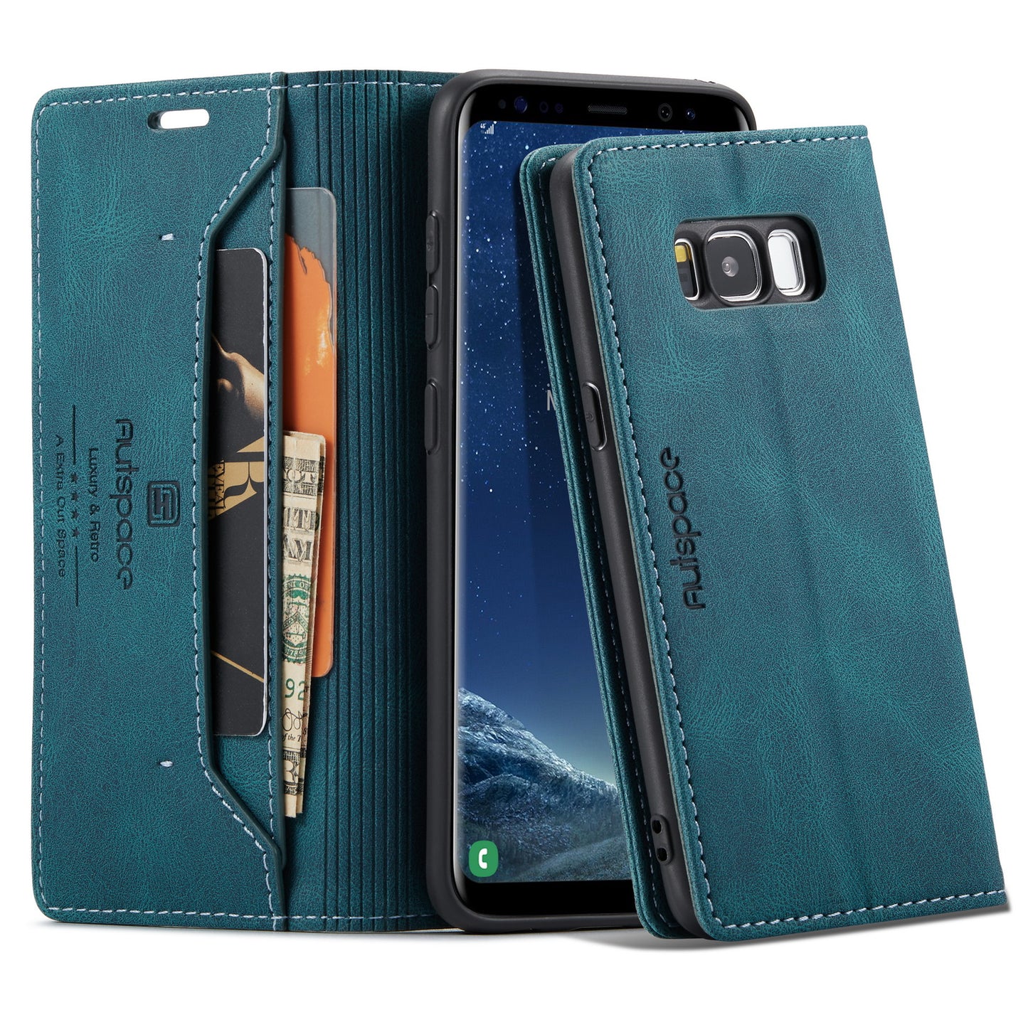 Luxury Retro Leather Galaxy S8 Case Magnetic Buckle RFID