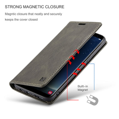 Luxury Retro Leather Galaxy S8 Case Magnetic Buckle RFID