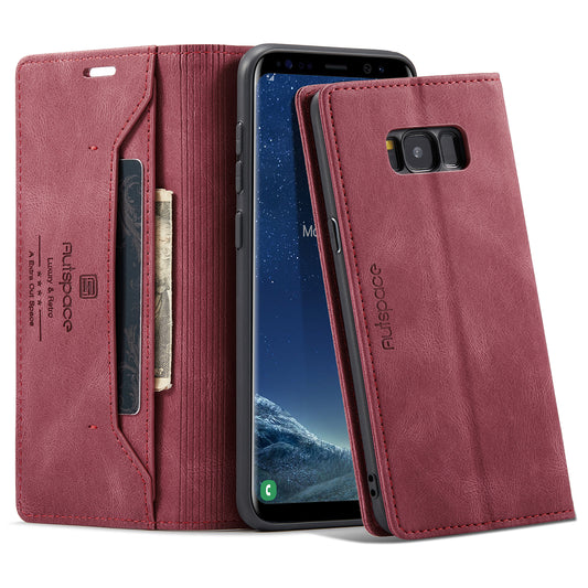 Luxury Retro Leather Galaxy S8+ Case Magnetic Buckle RFID