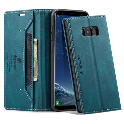 Luxury Retro Leather Galaxy S8+ Case Magnetic Buckle RFID