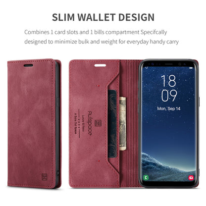 Luxury Retro Leather Galaxy S8+ Case Magnetic Buckle RFID