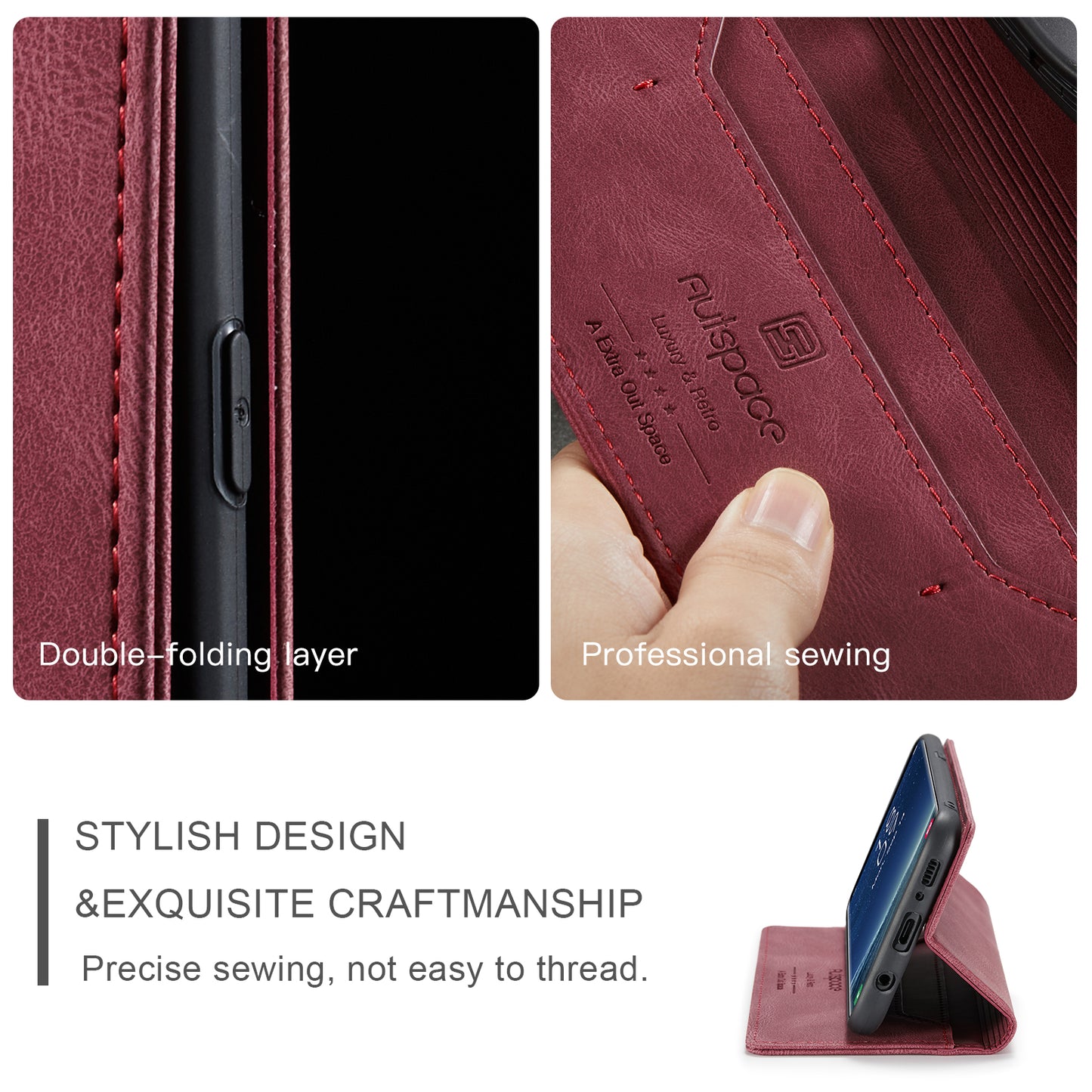 Luxury Retro Leather Galaxy S8+ Case Magnetic Buckle RFID