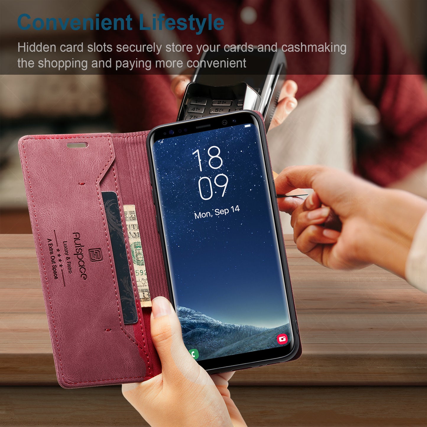 Luxury Retro Leather Galaxy S8+ Case Magnetic Buckle RFID