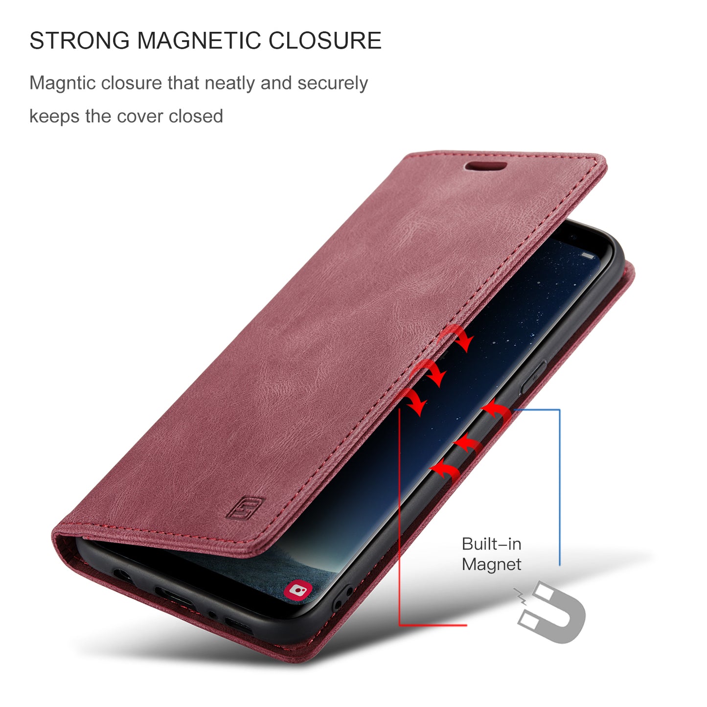 Luxury Retro Leather Galaxy S8+ Case Magnetic Buckle RFID