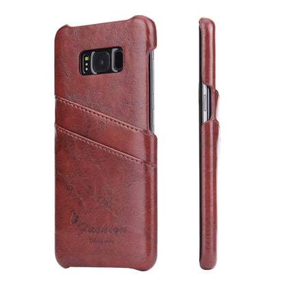 Oil Waxed Leather Card Holder Galaxy S8+ Case Back