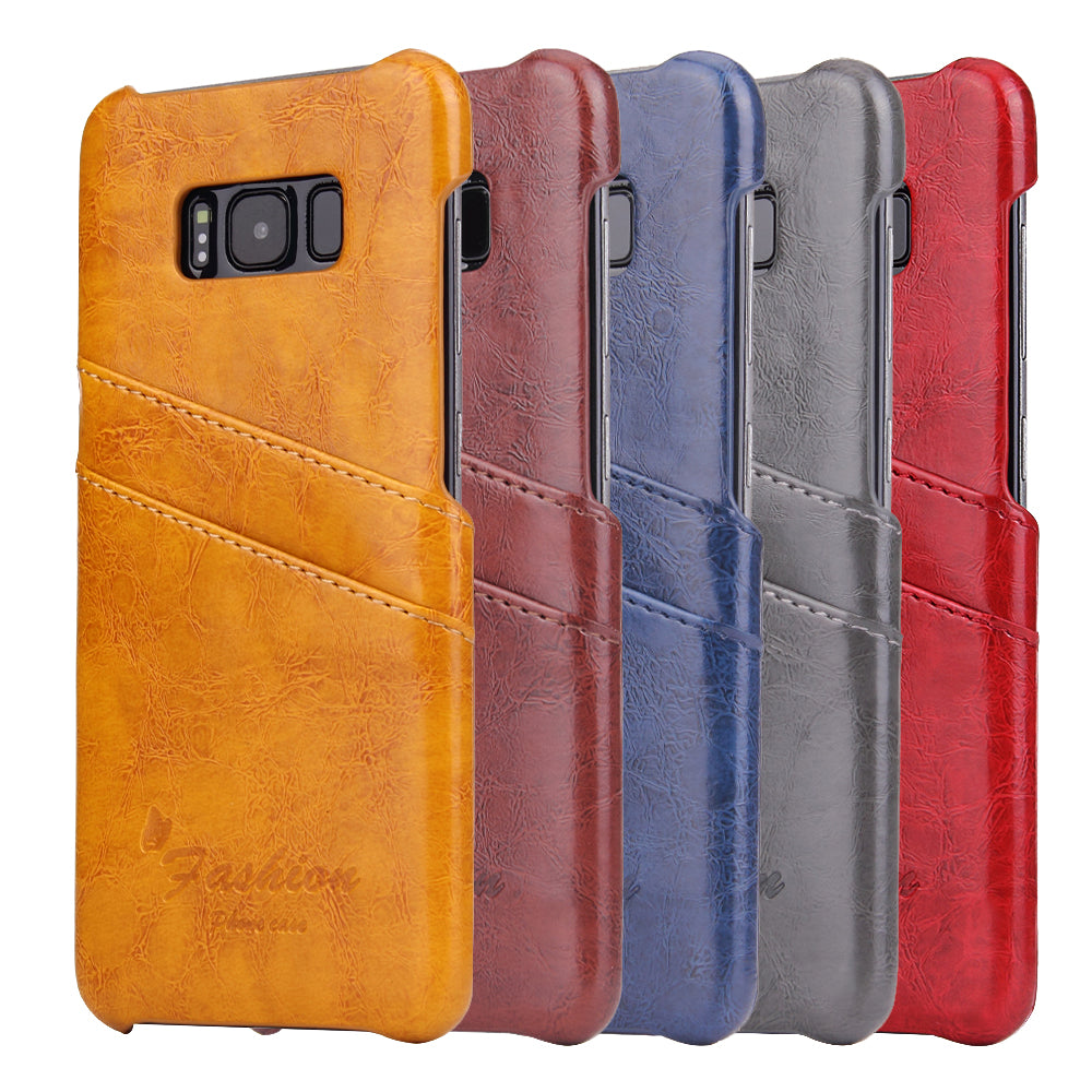 Oil Waxed Leather Card Holder Galaxy S8+ Case Back