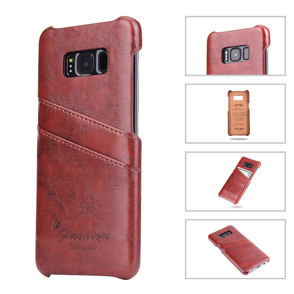 Oil Waxed Leather Card Holder Galaxy S8+ Case Back