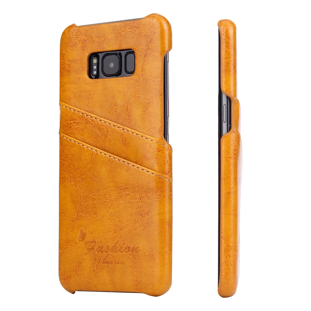 Oil Waxed Leather Card Holder Galaxy S8+ Case Back