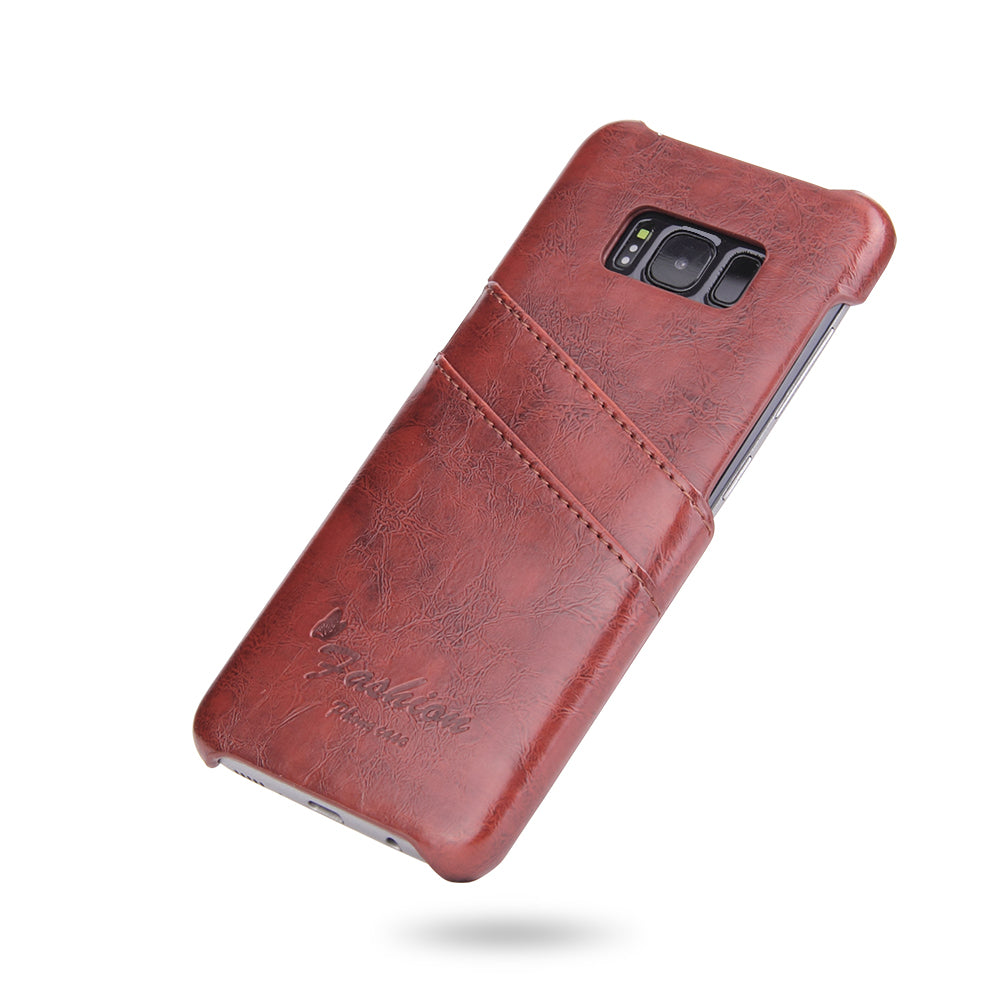 Oil Waxed Leather Card Holder Galaxy S8+ Case Back