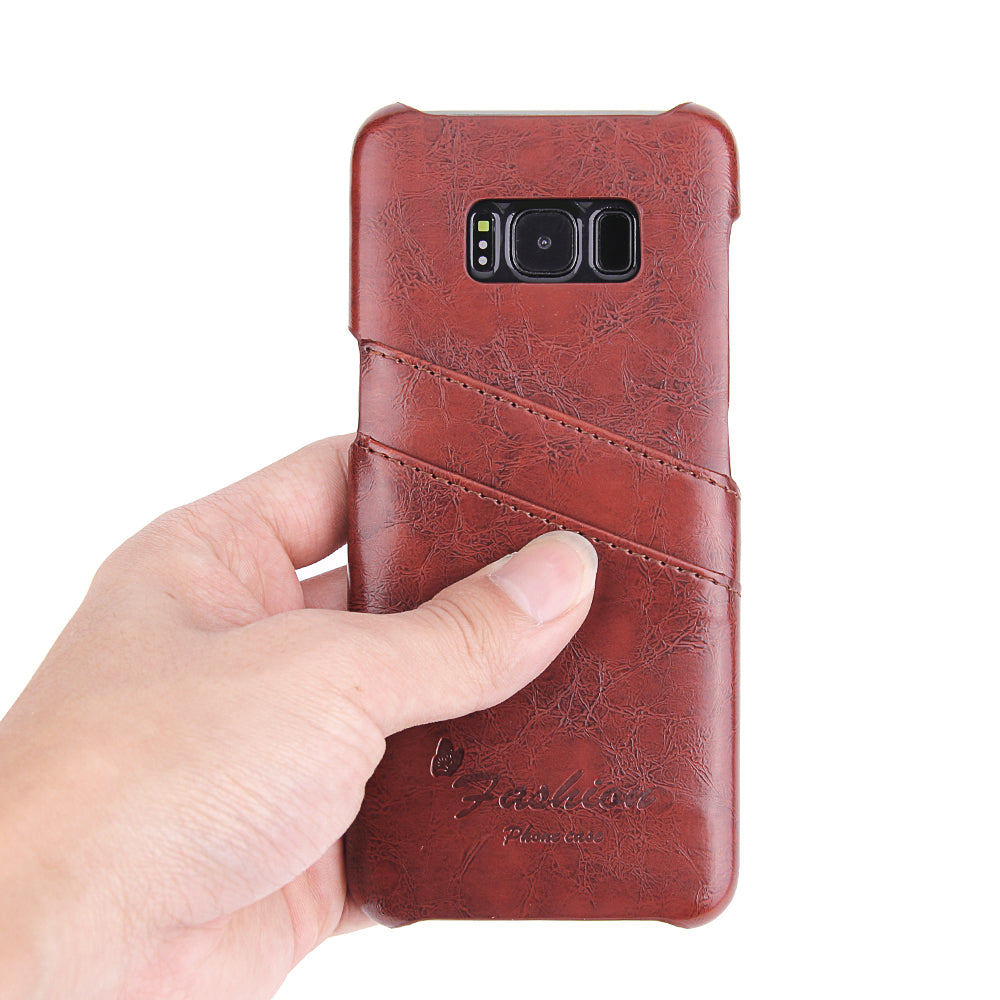 Oil Waxed Leather Card Holder Galaxy S8+ Case Back