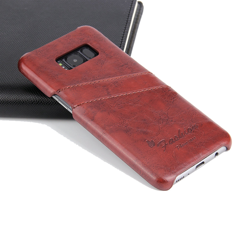 Oil Waxed Leather Card Holder Galaxy S8+ Case Back