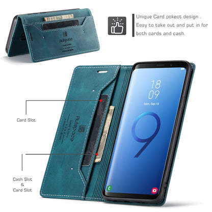 Luxury Retro Leather Galaxy S9+ Case Magnetic Buckle RFID