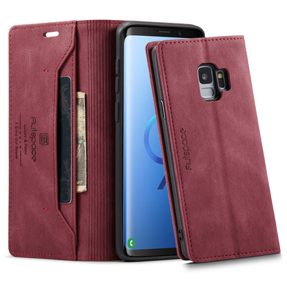 Luxury Retro Leather Galaxy S9 Case Magnetic Buckle RFID