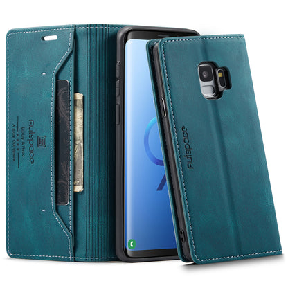 Luxury Retro Leather Galaxy S9 Case Magnetic Buckle RFID