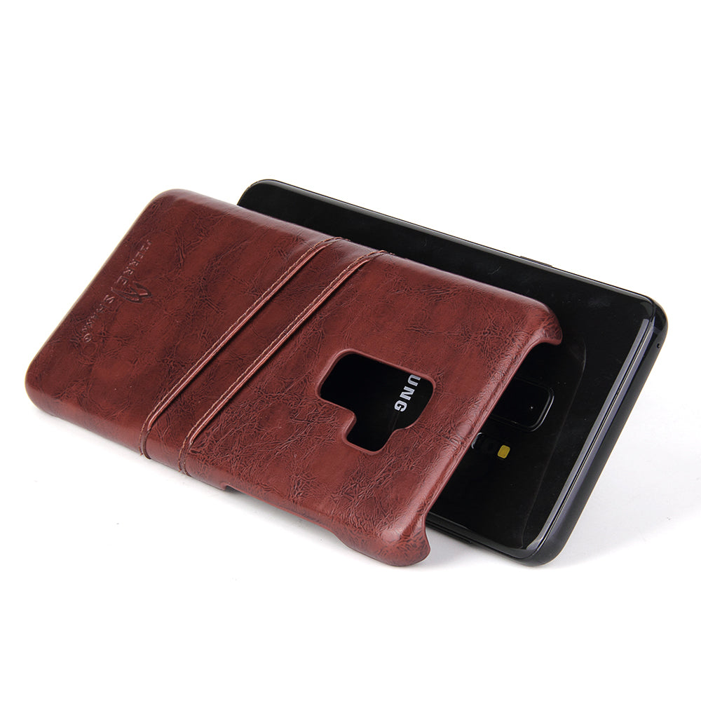 Oil Waxed Leather Card Holder Galaxy S9 Case Back