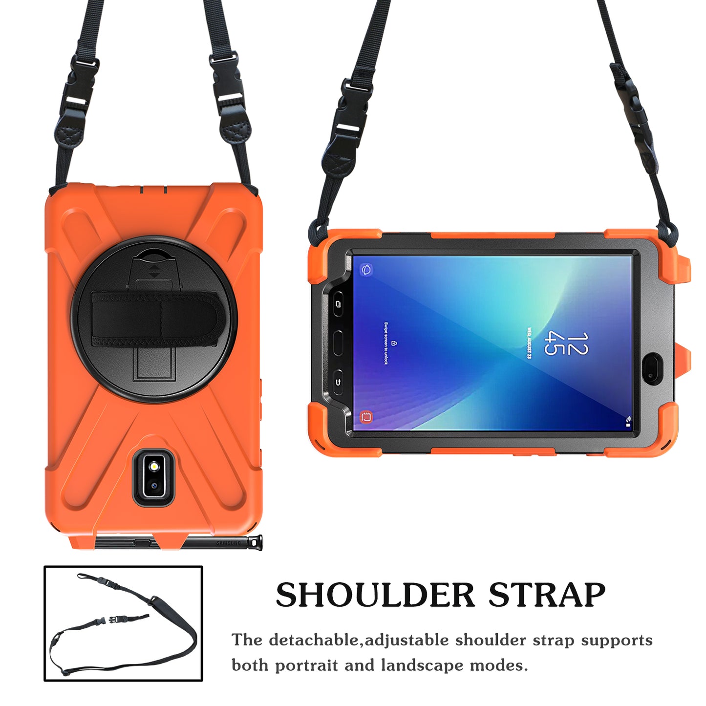 Pirate King Galaxy Tab Active2 Case 360 Rotating Stand Hand Shoulder