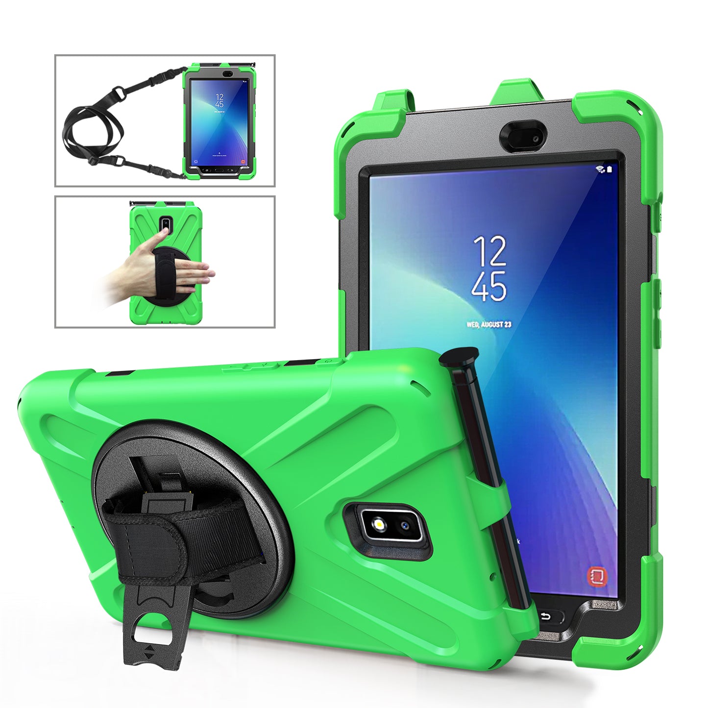 Pirate King Galaxy Tab Active2 Case 360 Rotating Stand Hand Shoulder