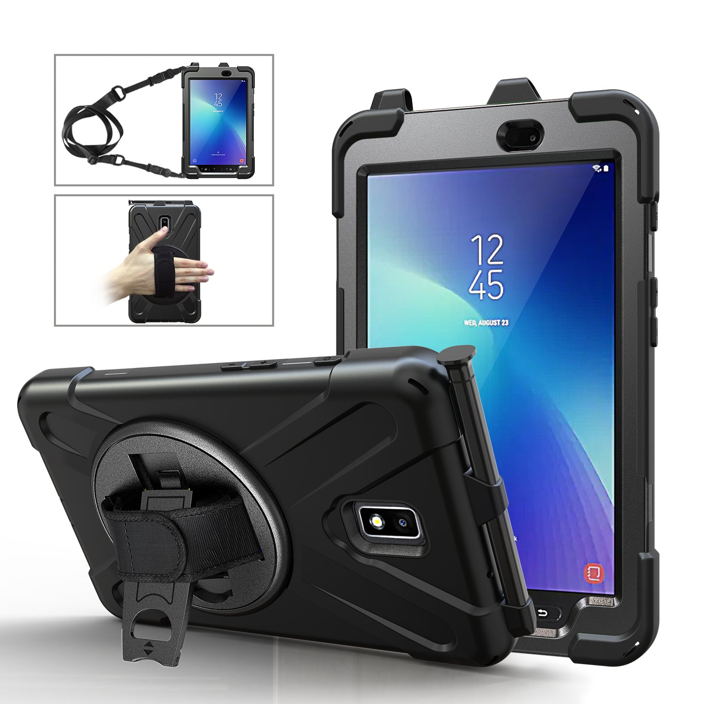 Pirate King Galaxy Tab Active2 Case 360 Rotating Stand Hand Shoulder