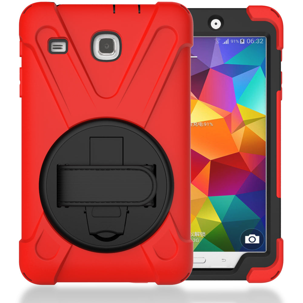 Pirate King Galaxy Tab E 8.0 Case 360 Rotating Stand Hand Shoulder