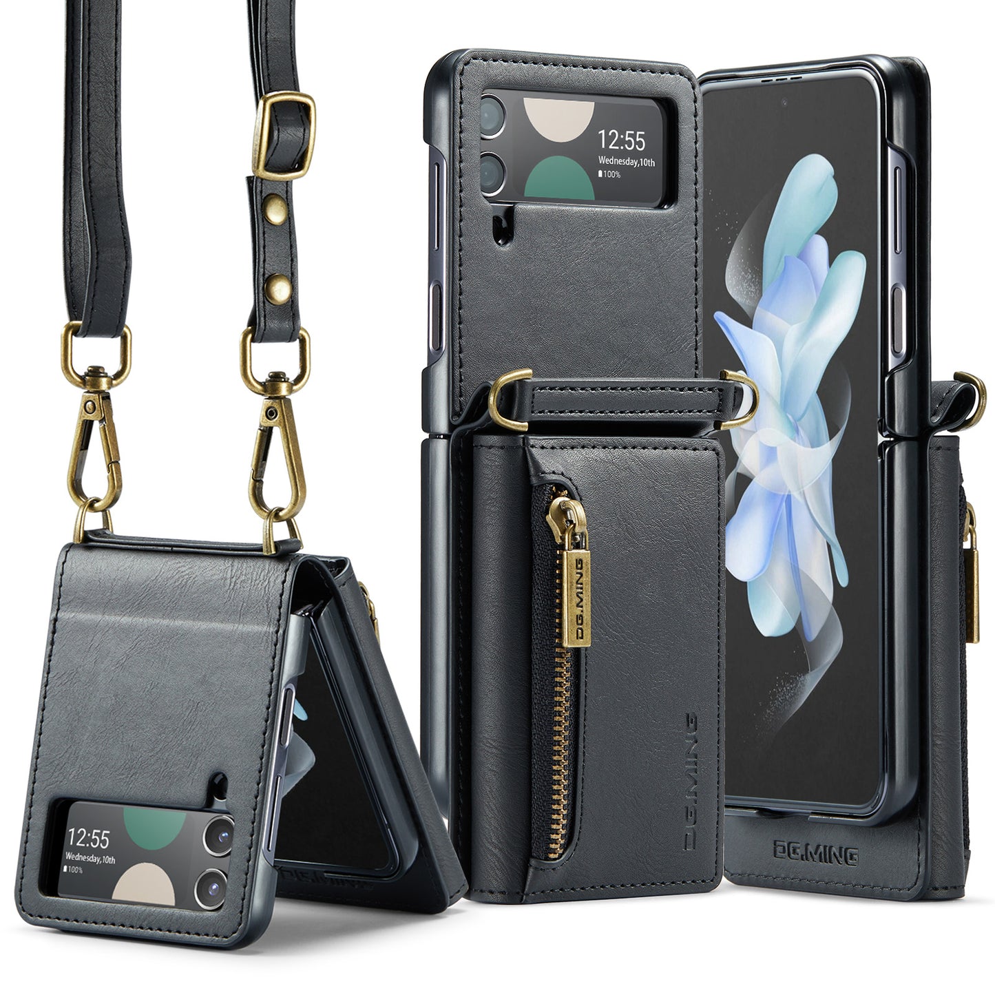 Wallet Detachable Tri-fold Galaxy Z Flip4 Case Muilti Card Slots