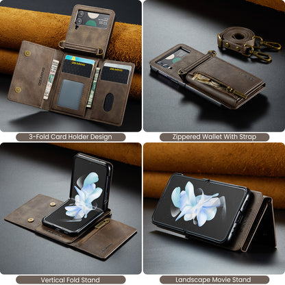 Wallet Detachable Tri-fold Galaxy Z Flip4 Case Muilti Card Slots