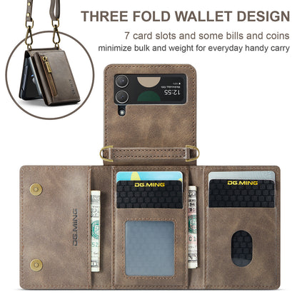 Wallet Detachable Tri-fold Galaxy Z Flip4 Case Muilti Card Slots