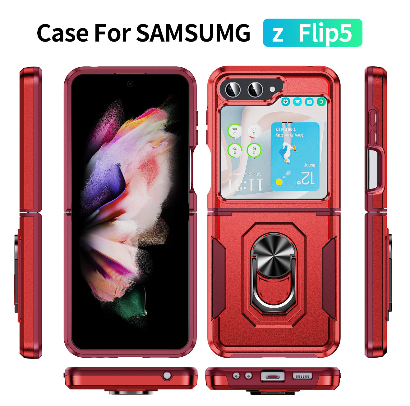 Pioneer Galaxy Z Flip5 Case Rotating Ring Stand