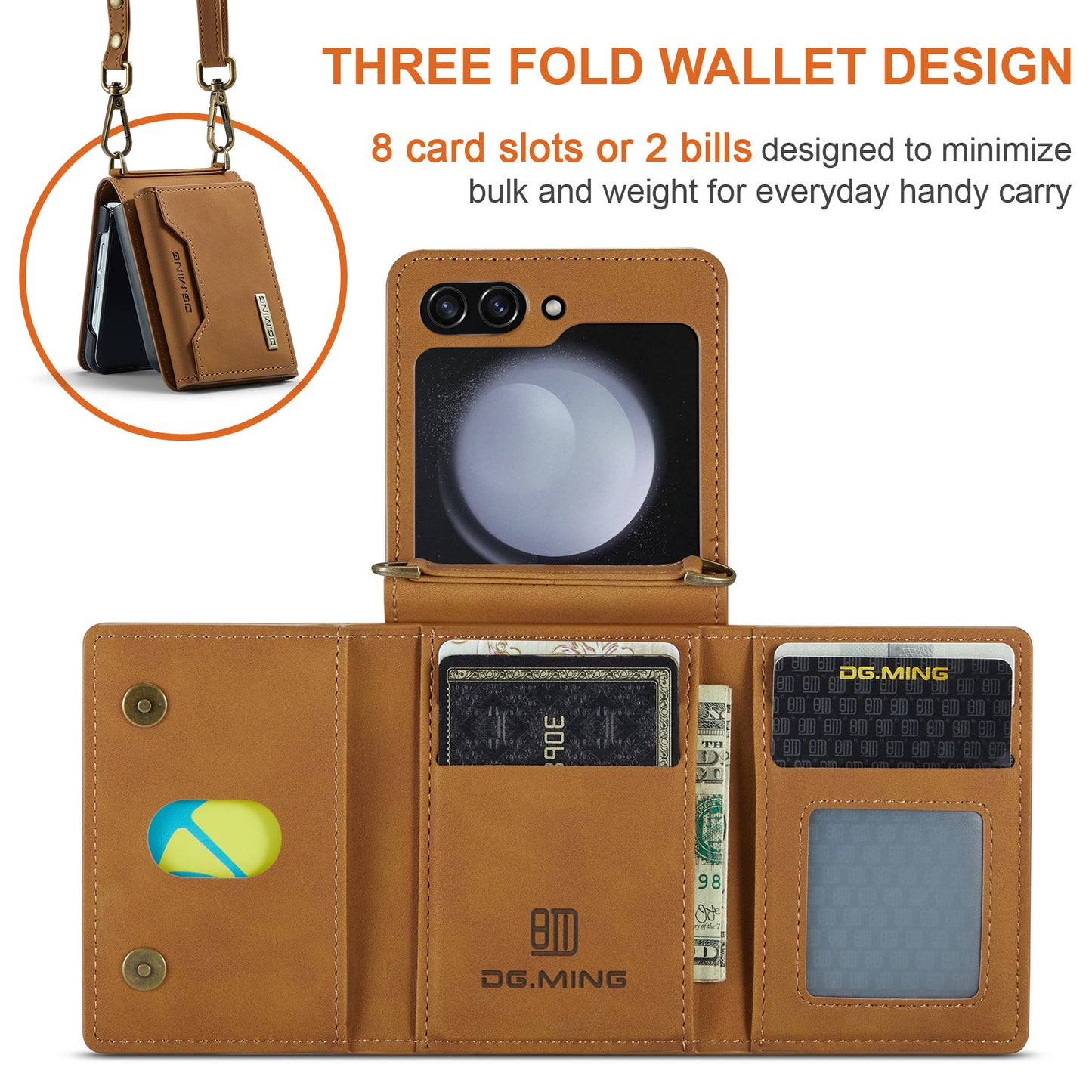 Retro Detachable Fold Card Holder Galaxy Z Flip5 Case Magnetic Clip