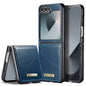 Luxury Retro Leather Galaxy Z Flip6 Case Sturdy Shiny Flip Stand