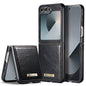 Luxury Retro Leather Galaxy Z Flip6 Case Sturdy Shiny Flip Stand