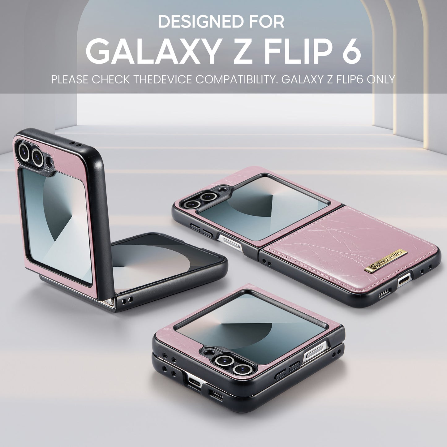 Luxury Retro Leather Galaxy Z Flip6 Case Sturdy Shiny Flip Stand