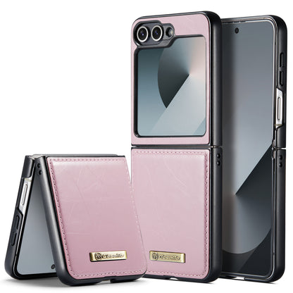 Luxury Retro Leather Galaxy Z Flip6 Case Sturdy Shiny Flip Stand