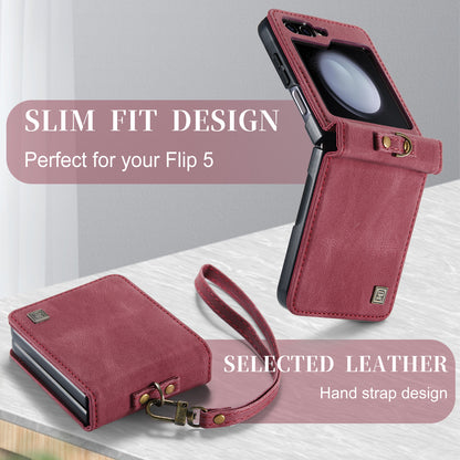 Luxury Retro Leather Galaxy Z Flip5 Case Magnetic Buckle RFID