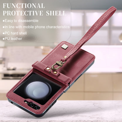 Luxury Retro Leather Galaxy Z Flip5 Case Magnetic Buckle RFID