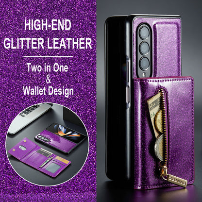 Glitter Leather 2-in-1 Wallet Zipper Galaxy Z Fold3 Case Detachable