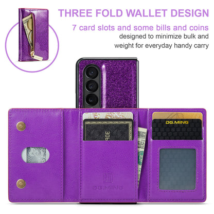 Glitter Leather 2-in-1 Wallet Zipper Galaxy Z Fold3 Case Detachable