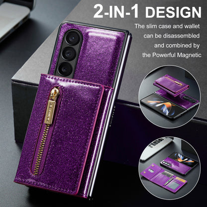 Glitter Leather 2-in-1 Wallet Zipper Galaxy Z Fold3 Case Detachable