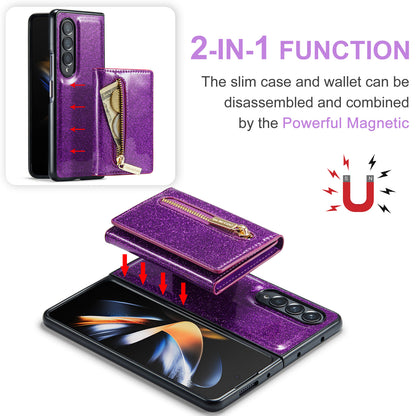 Glitter Leather 2-in-1 Wallet Zipper Galaxy Z Fold3 Case Detachable