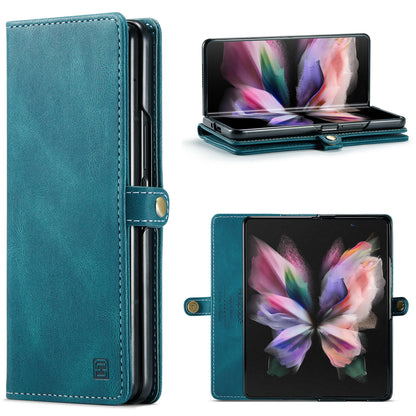 Luxury Retro Leather Galaxy Z Fold3 Case Magnetic Buckle RFID