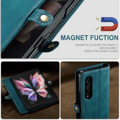 Luxury Retro Leather Galaxy Z Fold3 Case Magnetic Buckle RFID