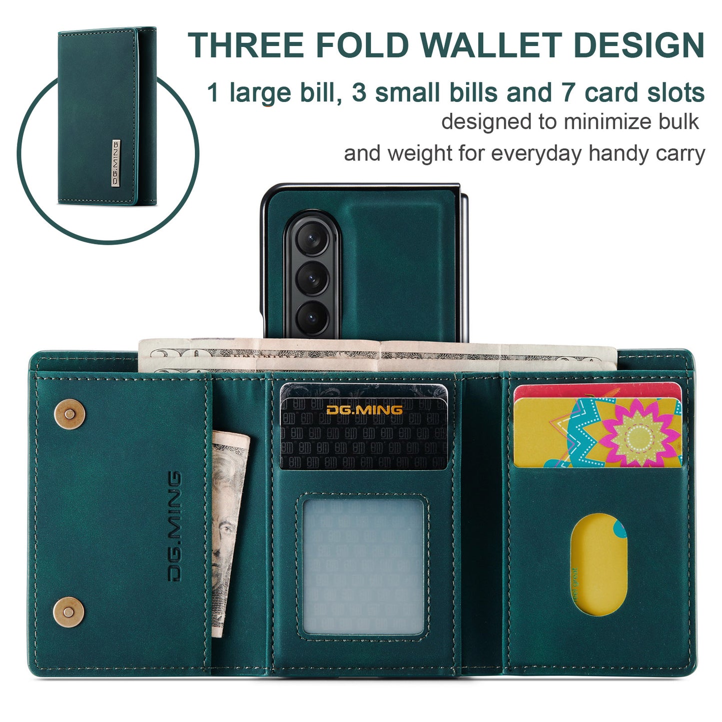 Retro Detachable Fold Wallet Galaxy S24 Ultra Case Magnetic Clip