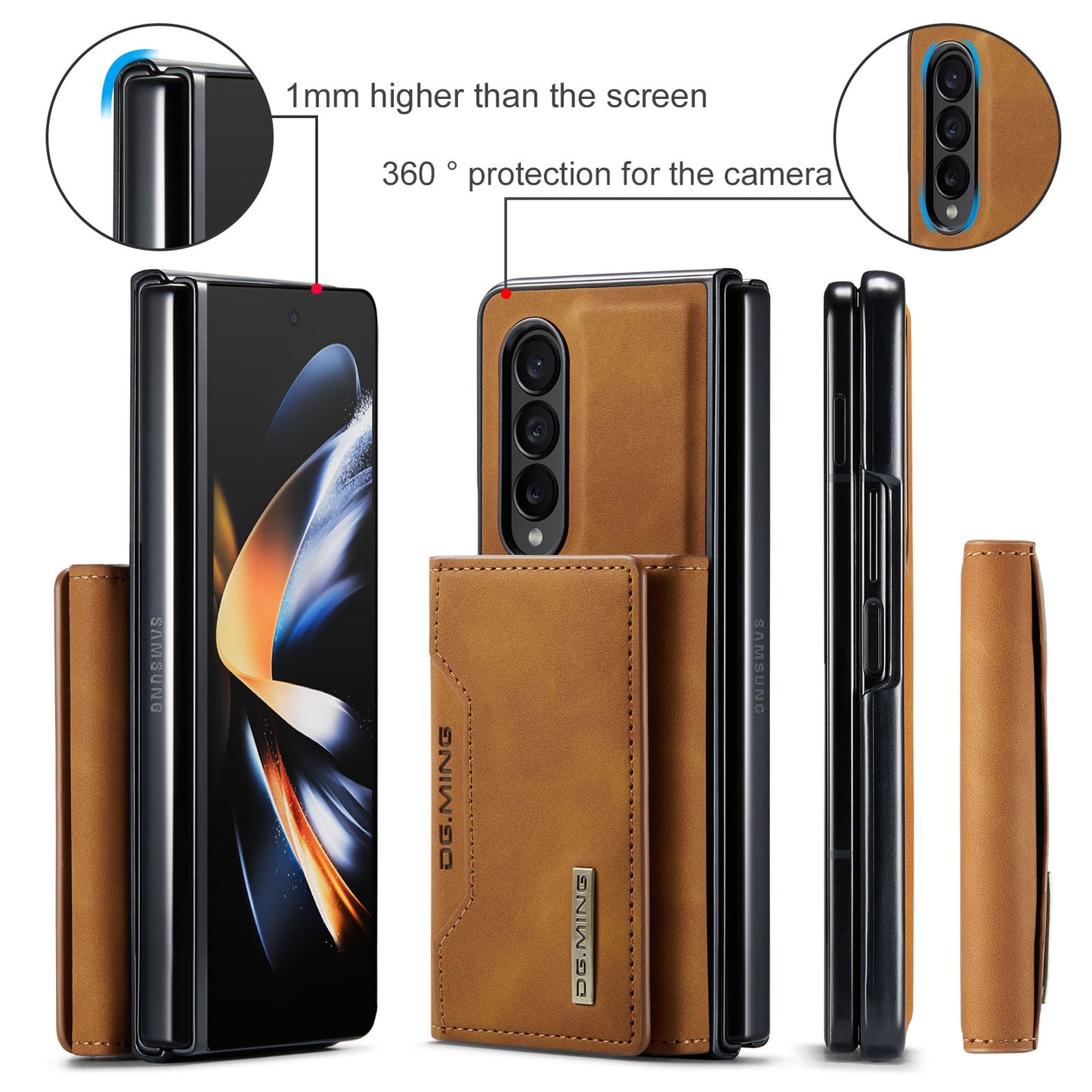 Retro Detachable Fold Card Holder Galaxy Z Fold3 Case Magnetic Clip