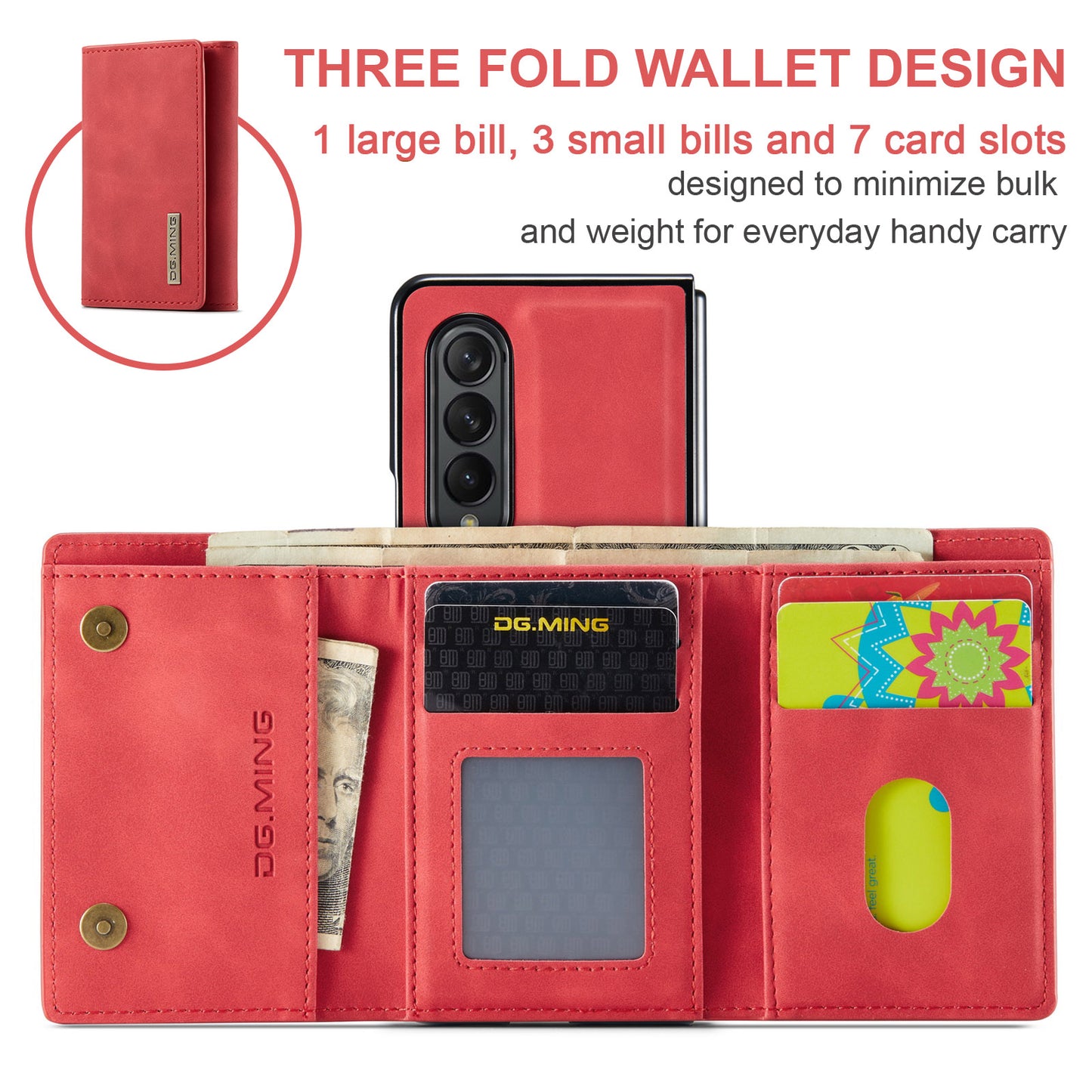 Retro Detachable Fold Wallet Galaxy Z Fold4 Case Magnetic Clip