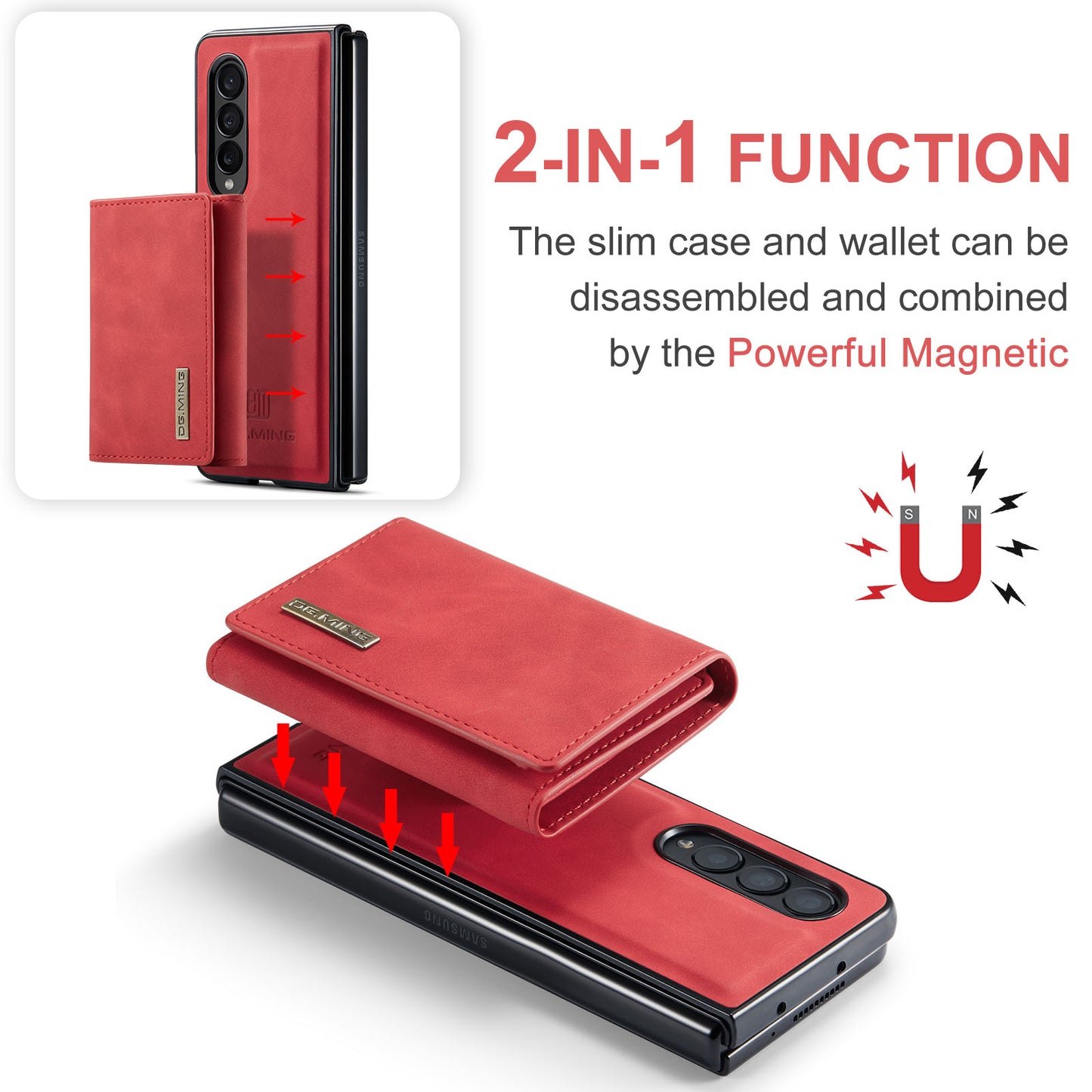 Retro Detachable Fold Wallet Galaxy Z Fold4 Case Magnetic Clip