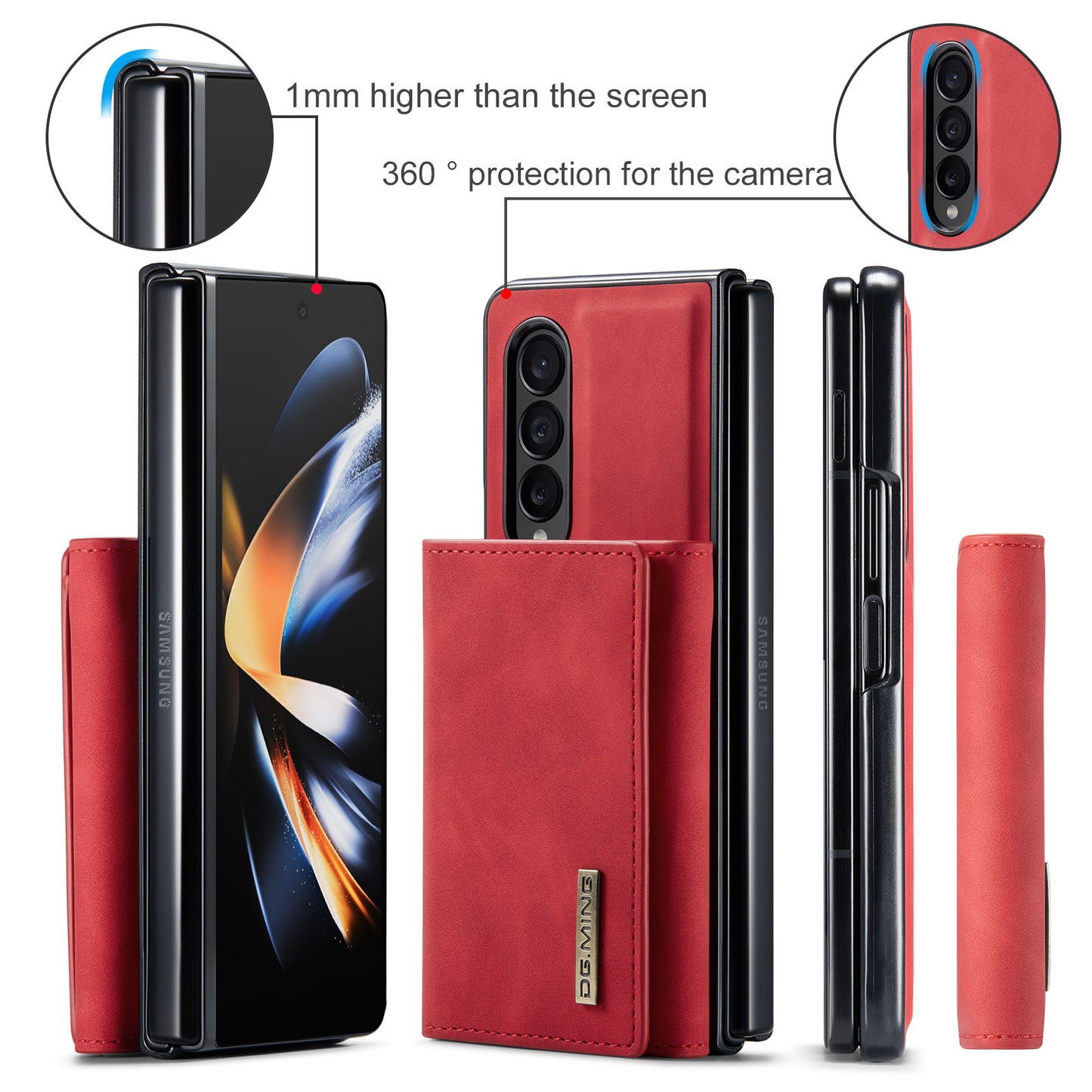 Retro Detachable Fold Wallet Galaxy Z Fold4 Case Magnetic Clip