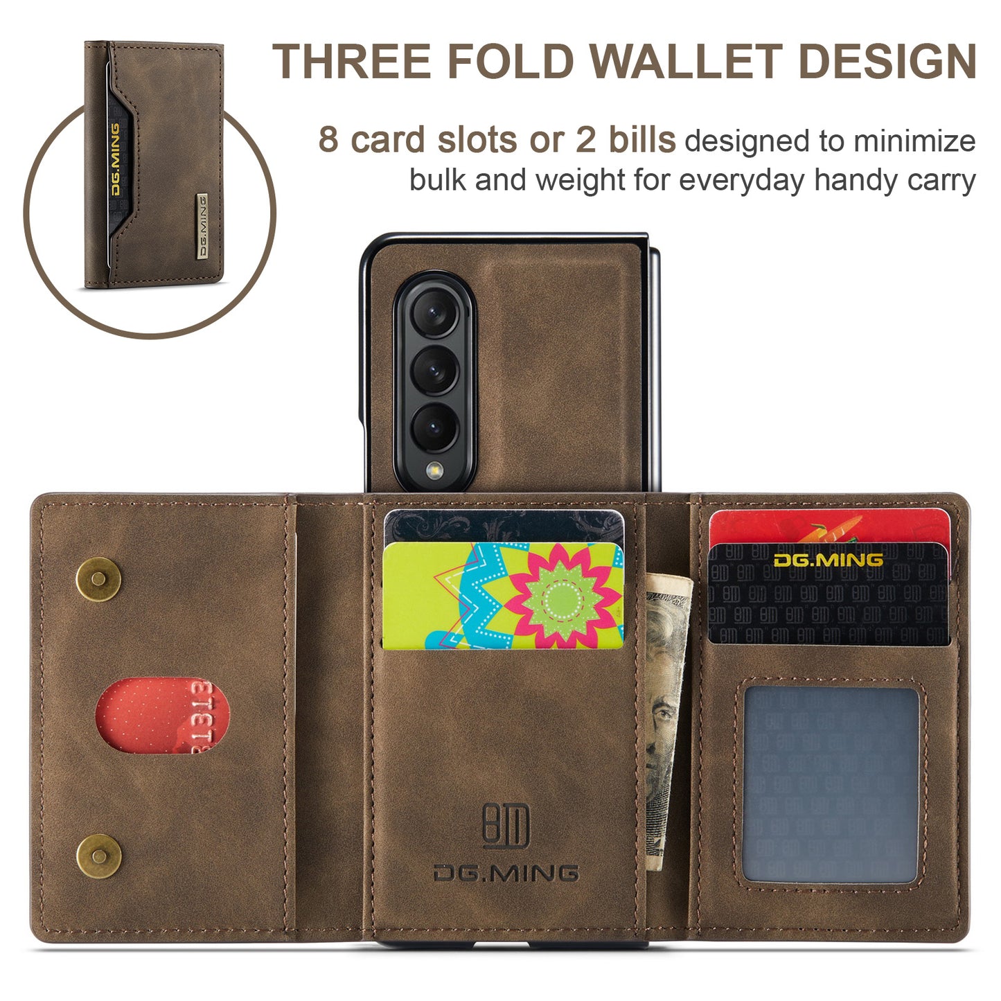 Retro Detachable Fold Card Holder Galaxy Z Fold4 Case Magnetic Clip